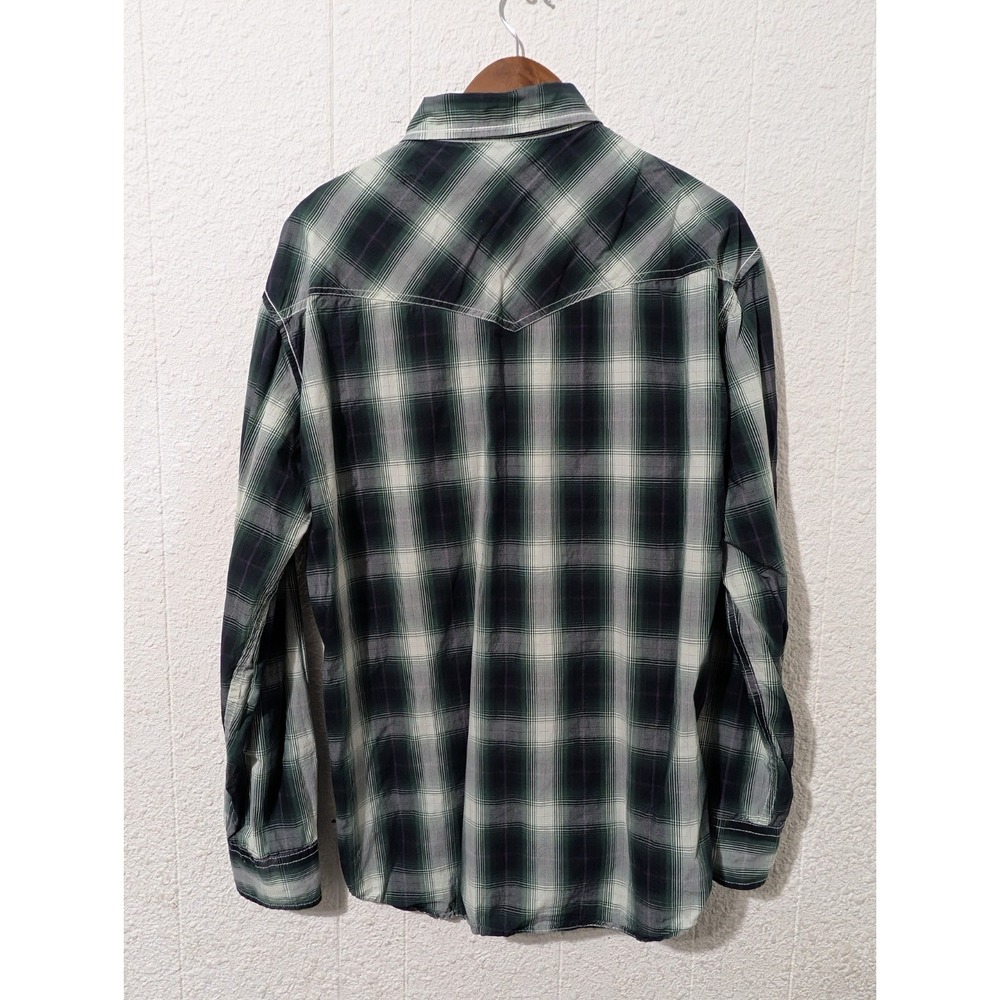 Larry Mahan Cowboy Collection Pearl Snap Shirt, Green Plaid, Large, Western,... - Picture 2 of 8